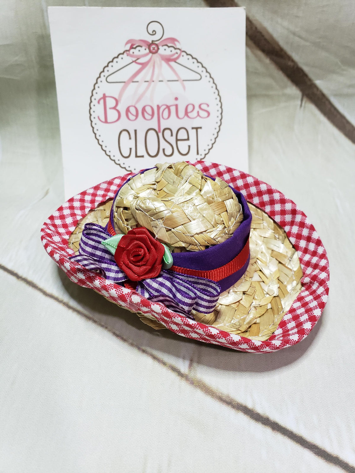 Straw Mini Cowboy Hat – Red Hat Society Western Costume Hat for Women, Cowgirl Headpiece