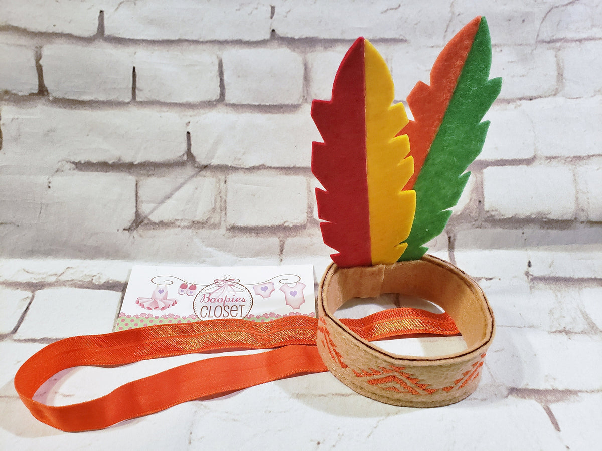 Native American Mini Feather Headband – Thanksgiving Costume Hat for Adults, Kids & Pets