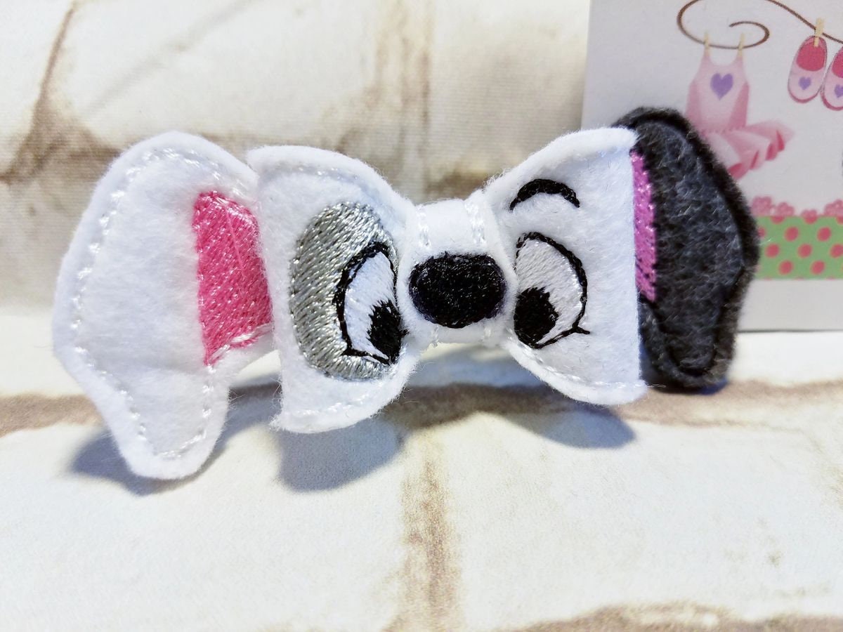 Dalmatian Puppy 3D Embroidered Felt Bow – Dog Hair Accessory Barrette or Headband for Kids & Pets
