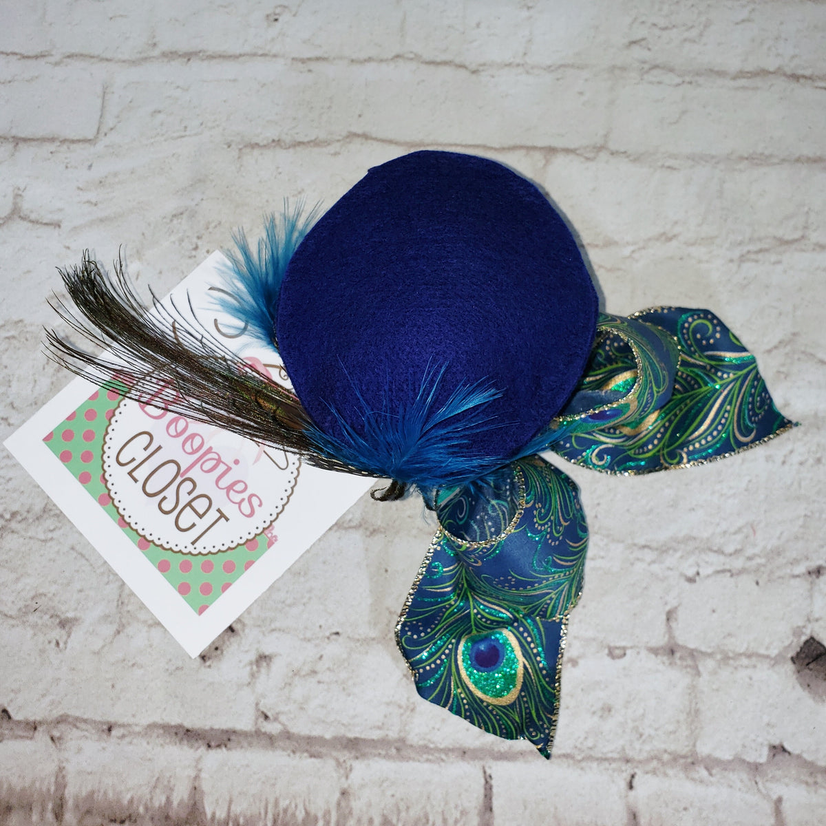 Peacock Feather Mini Top Hat – Derby & Mad Hatter Costume Fascinator for Women & Girls