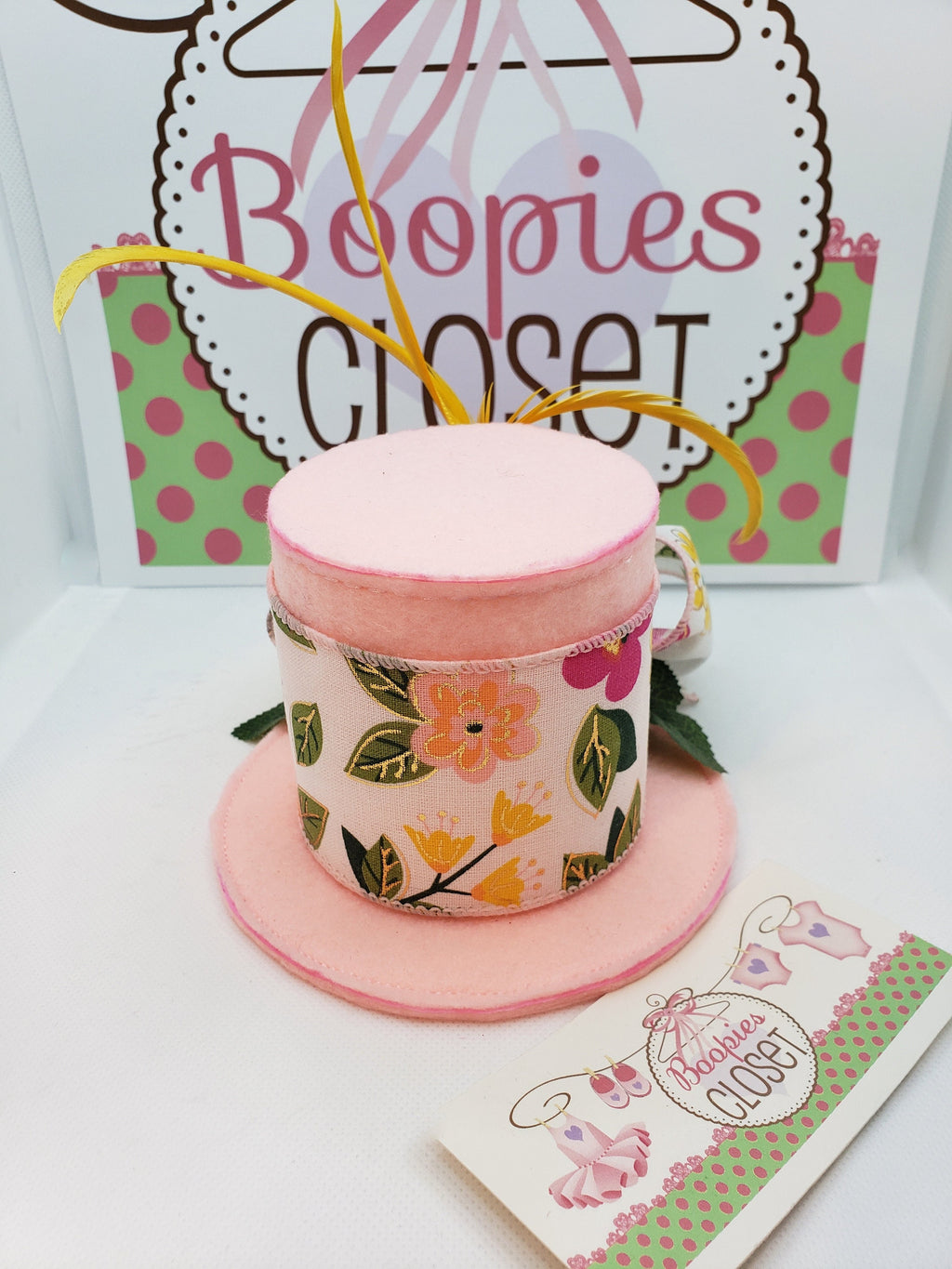 Pink Floral Spring Mini Top Hat – Flower Derby Fascinator for Women & Girls, Garden Party Hat
