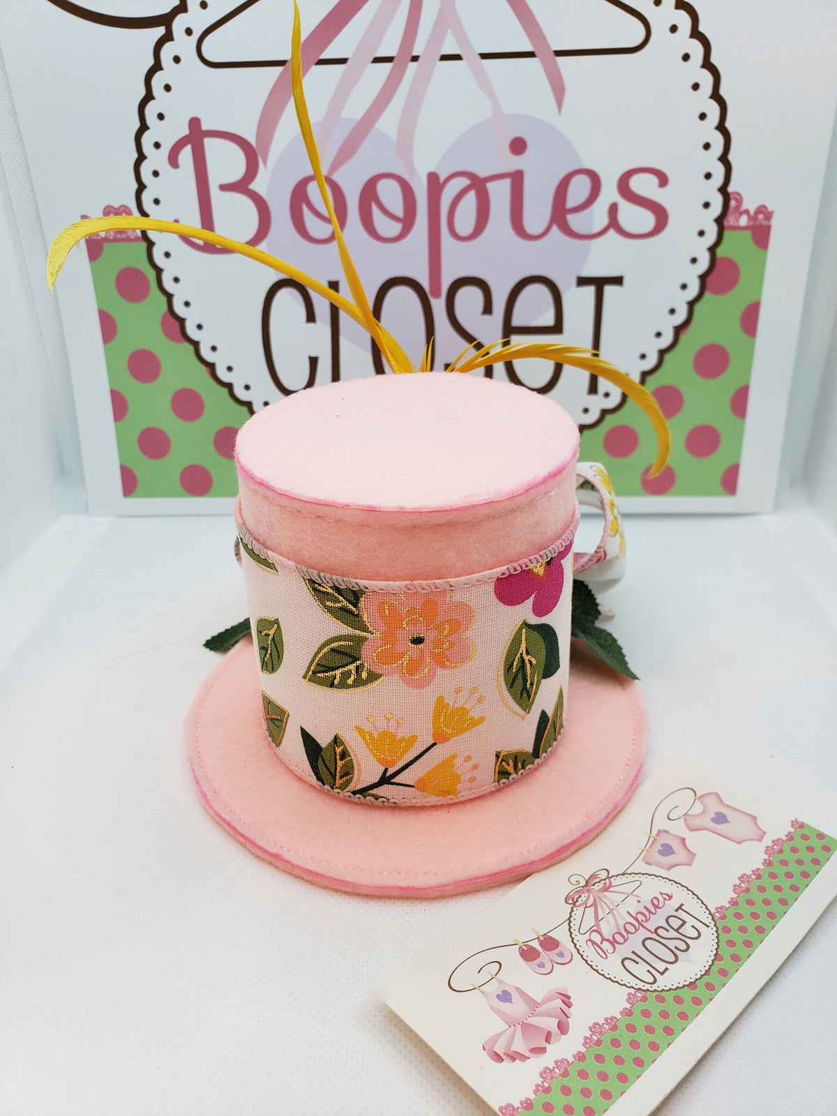 Pink Floral Spring Mini Top Hat – Flower Derby Fascinator for Women & Girls, Garden Party Hat
