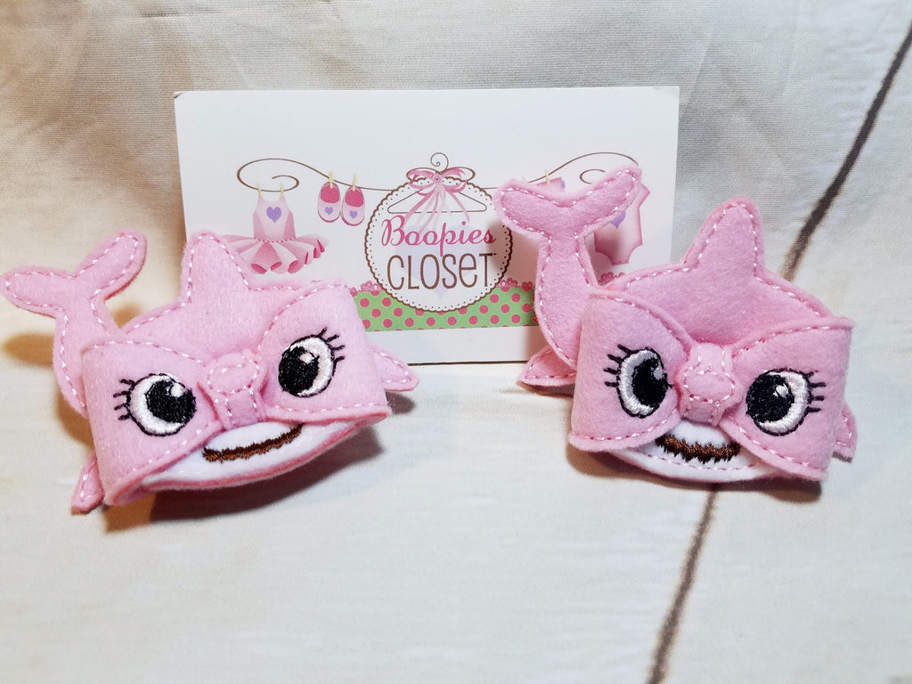 Shark Week 3D Felt Bow – Baby Girl Barrette or Headband, Ocean Animal Hair Accessory for Kids