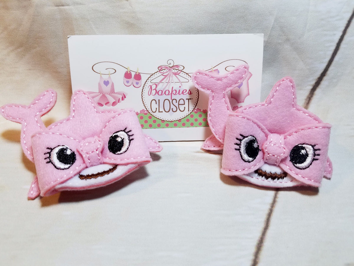 Shark Week 3D Felt Bow – Baby Girl Barrette or Headband, Ocean Animal Hair Accessory for Kids