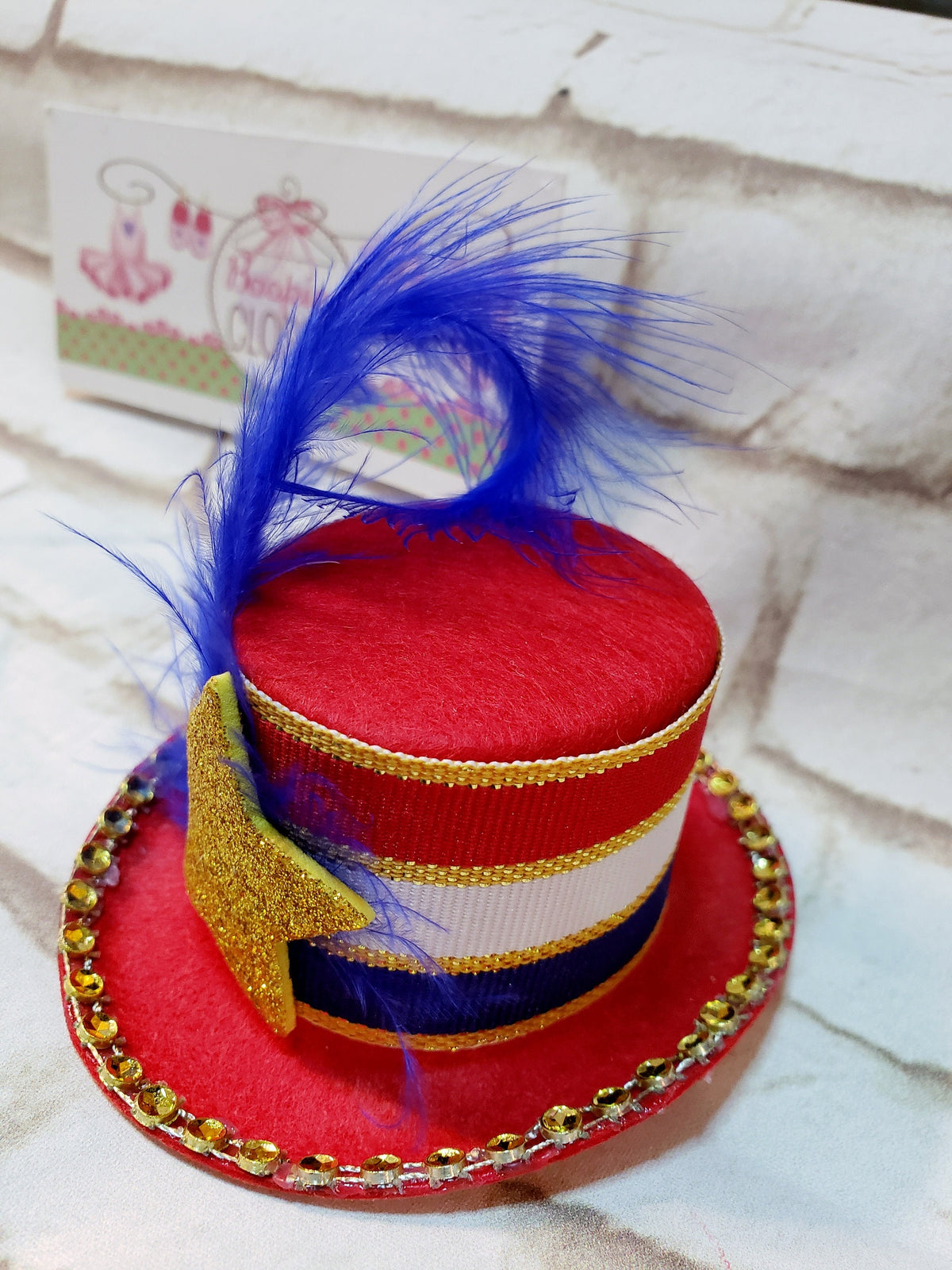 Patriotic Mini Top Hat Headband – Uncle Sam 4th of July Hat with Gold Star, Americana Costume