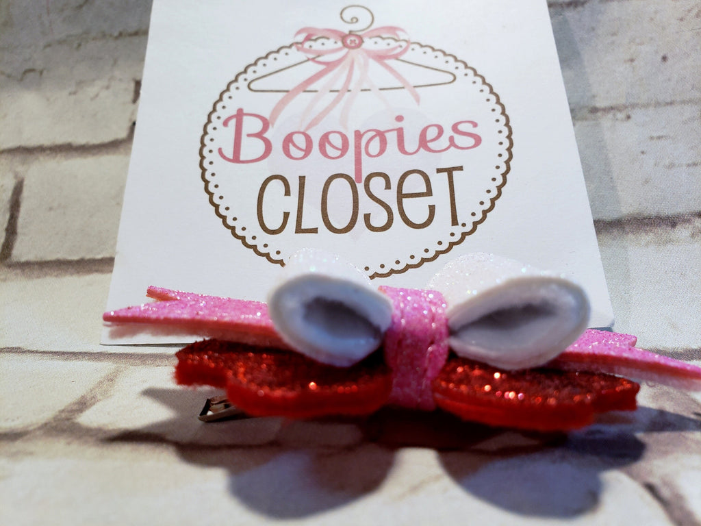 Sparkle Heart Bow Headband – Valentine's Day Hair Clip for Girls & Kids, Love Hair Accessory