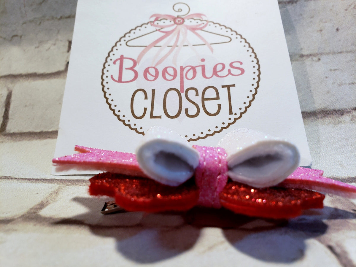 Sparkle Heart Bow Headband – Valentine's Day Hair Clip for Girls & Kids, Love Hair Accessory