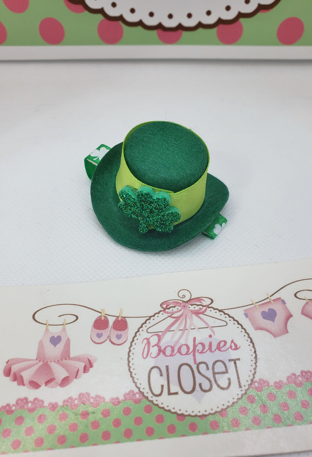 St. Patrick's Day Mini Top Hat Barrette – Green Felt Shamrock Hair Clip for Adults, Kids & Pets
