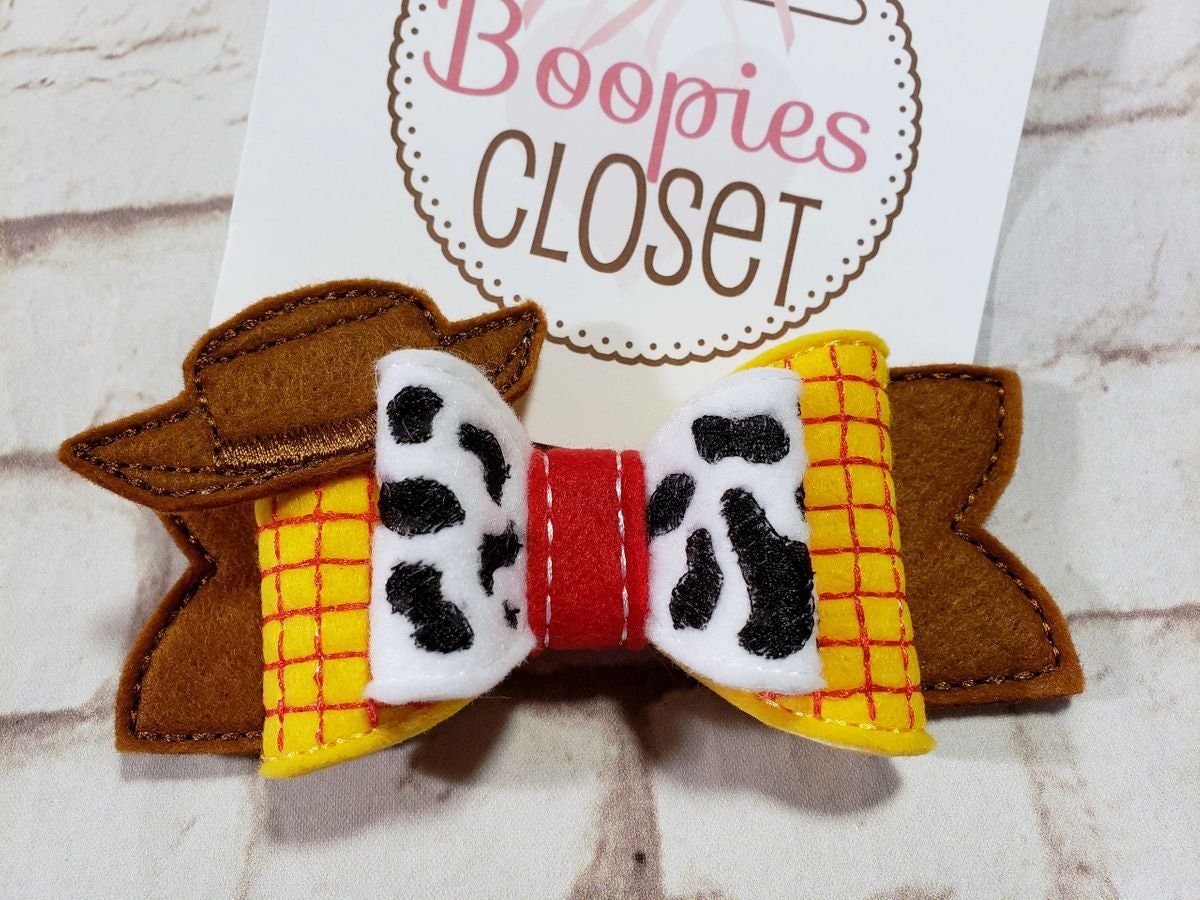Cowboy 3D Felt Bow – Western Hair Clip or Headband for Kids & Pets, Rodeo Costume Accessory