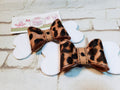 Animal Print Bone 3D Felt Bow – Leopard Print Dog Bone Headband or Barrette for Kids & Pets