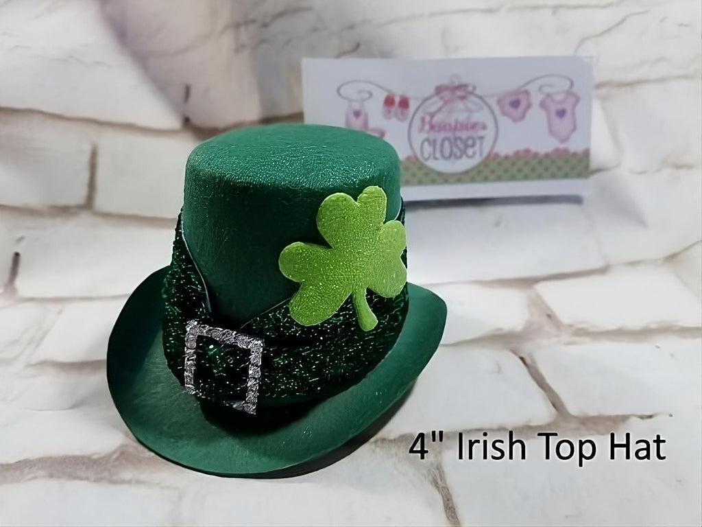 St. Patrick's Day Mini Top Hat – Leprechaun Buckle & Clover Accent Costume Hat for Adults & Kids