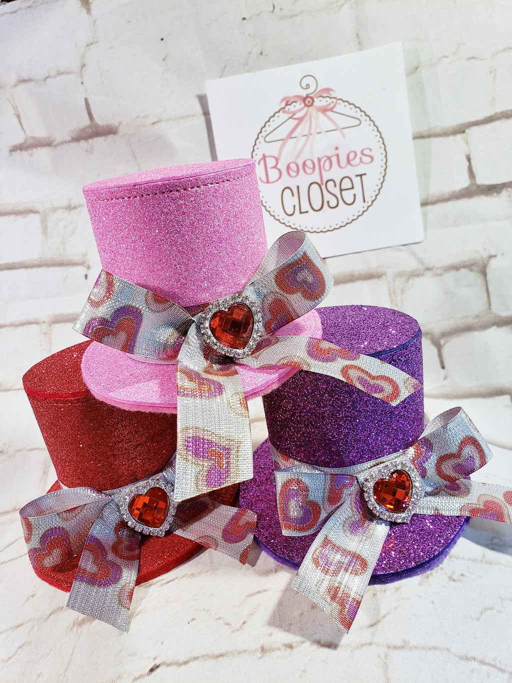 Sparkle Valentine's Day Mini Top Hat – Romantic Holiday Headband for Women, Girls & Pets