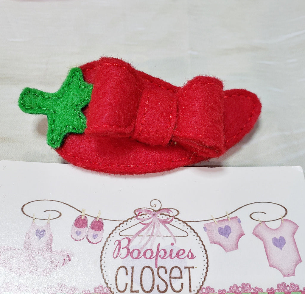 Chili Pepper 3D Felt Hair Bow – Spicy Food Barrette or Headband for Adults, Kids & Pets, Festival Accessory