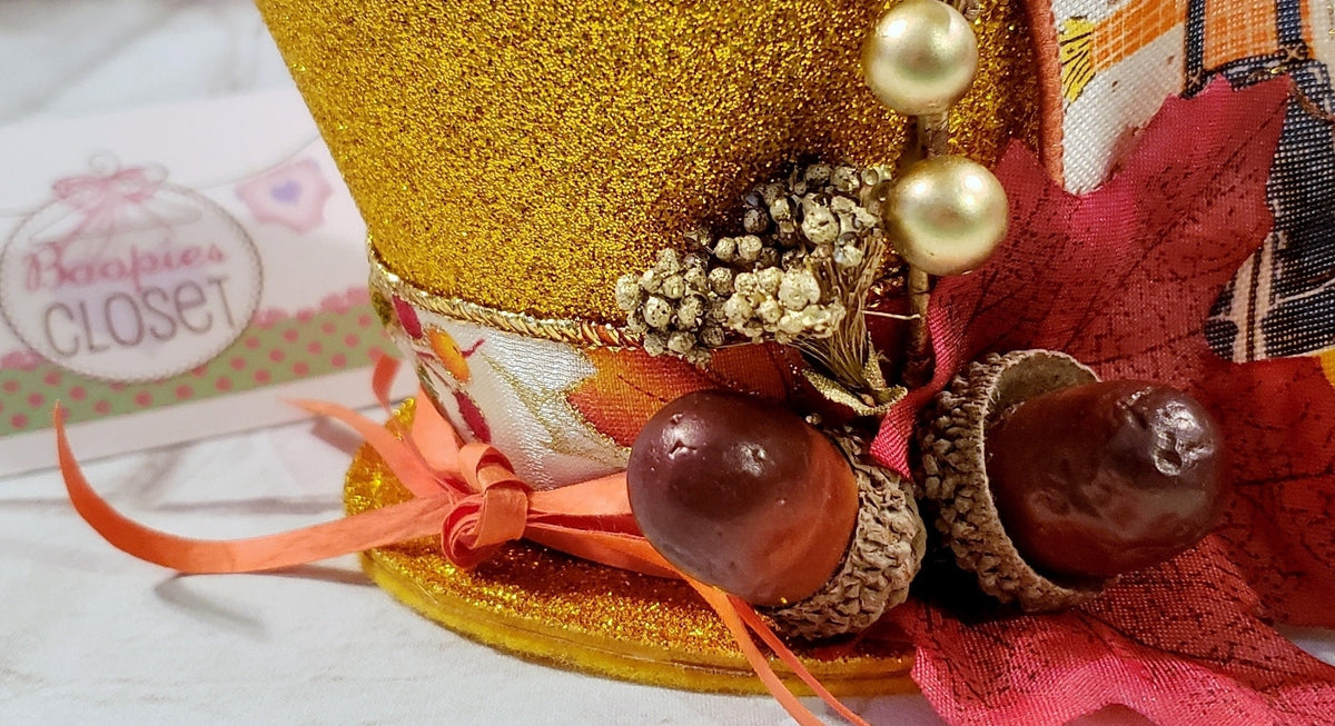 Scarecrow Sparkle Flared Mini Top Hat – Fall Harvest Festival Hat for Adults, Kids & Pets