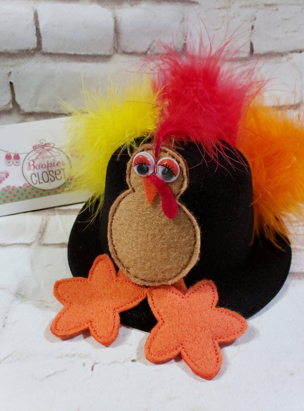 Thanksgiving Mini Top Hat Headband – Embroidered Turkey Felt Hat for Adults, Kids & Pets