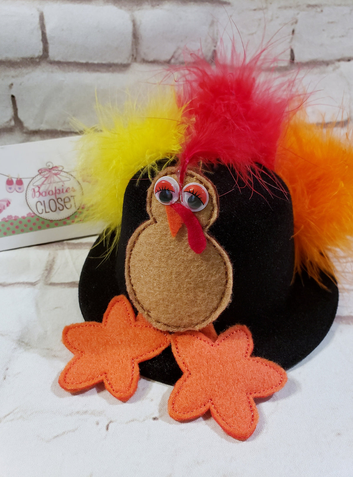 Thanksgiving Mini Top Hat Headband – Embroidered Turkey Felt Hat for Adults, Kids & Pets