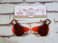 Turkey Leg Thanksgiving Feltie Barrette Set – Holiday Hair Clips for Girls, Thanksgiving Headband