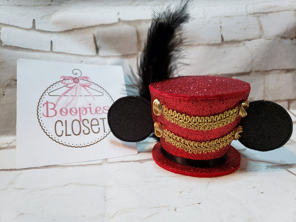 Sparkle Military Mini Top Hat – Gold Braid & Feather Finish Majorette Hat for Adults & Kids