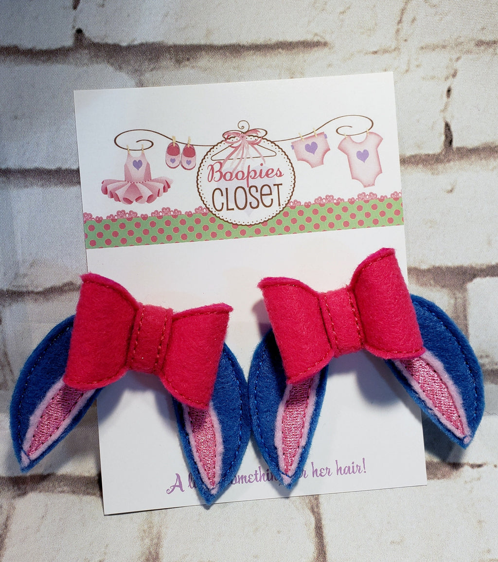 Donkey Ears 3D Embroidered Felt Bow – Funny Costume Barrette or Headband for Kids & Pets