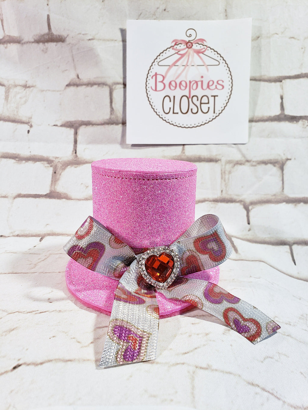 Sparkle Valentine's Day Mini Top Hat – Romantic Holiday Headband for Women, Girls & Pets
