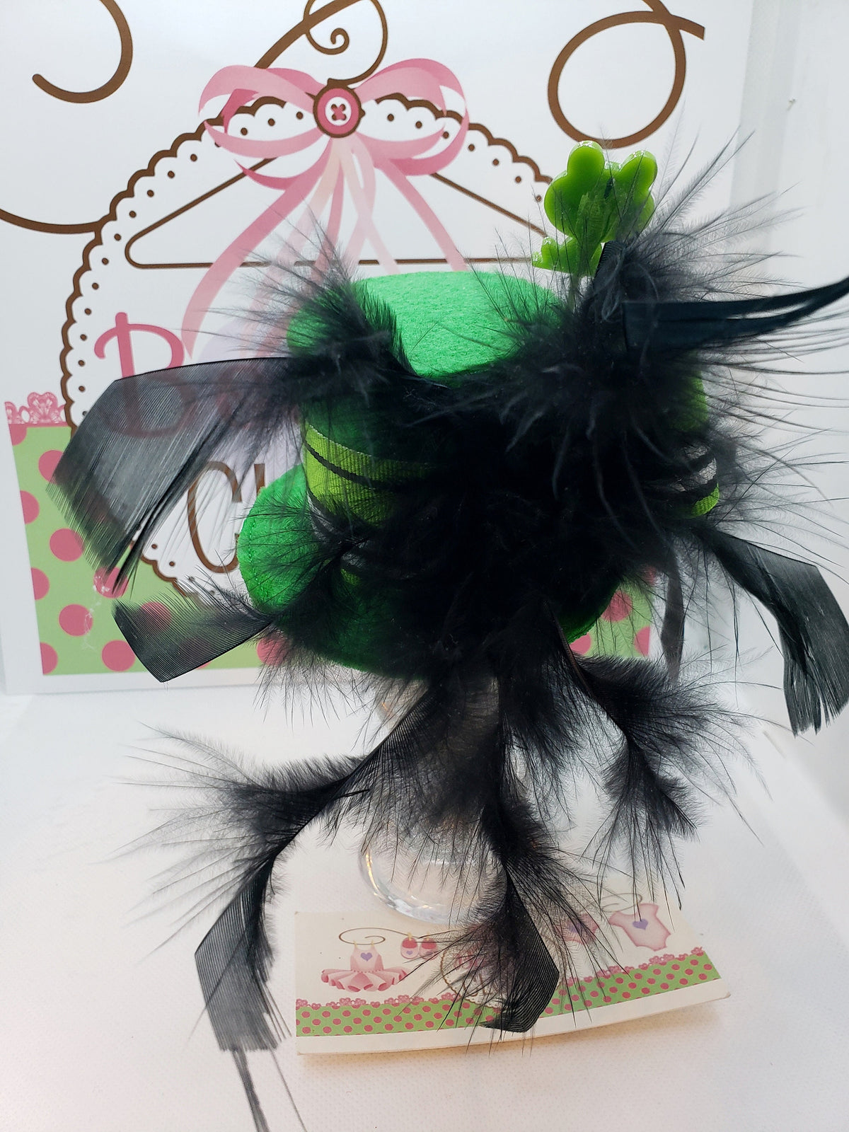 Froggy Mini Top Hat – Green Felt Hat with Feathers for Adults, Kids & Pets, Frog Costume Headpiece