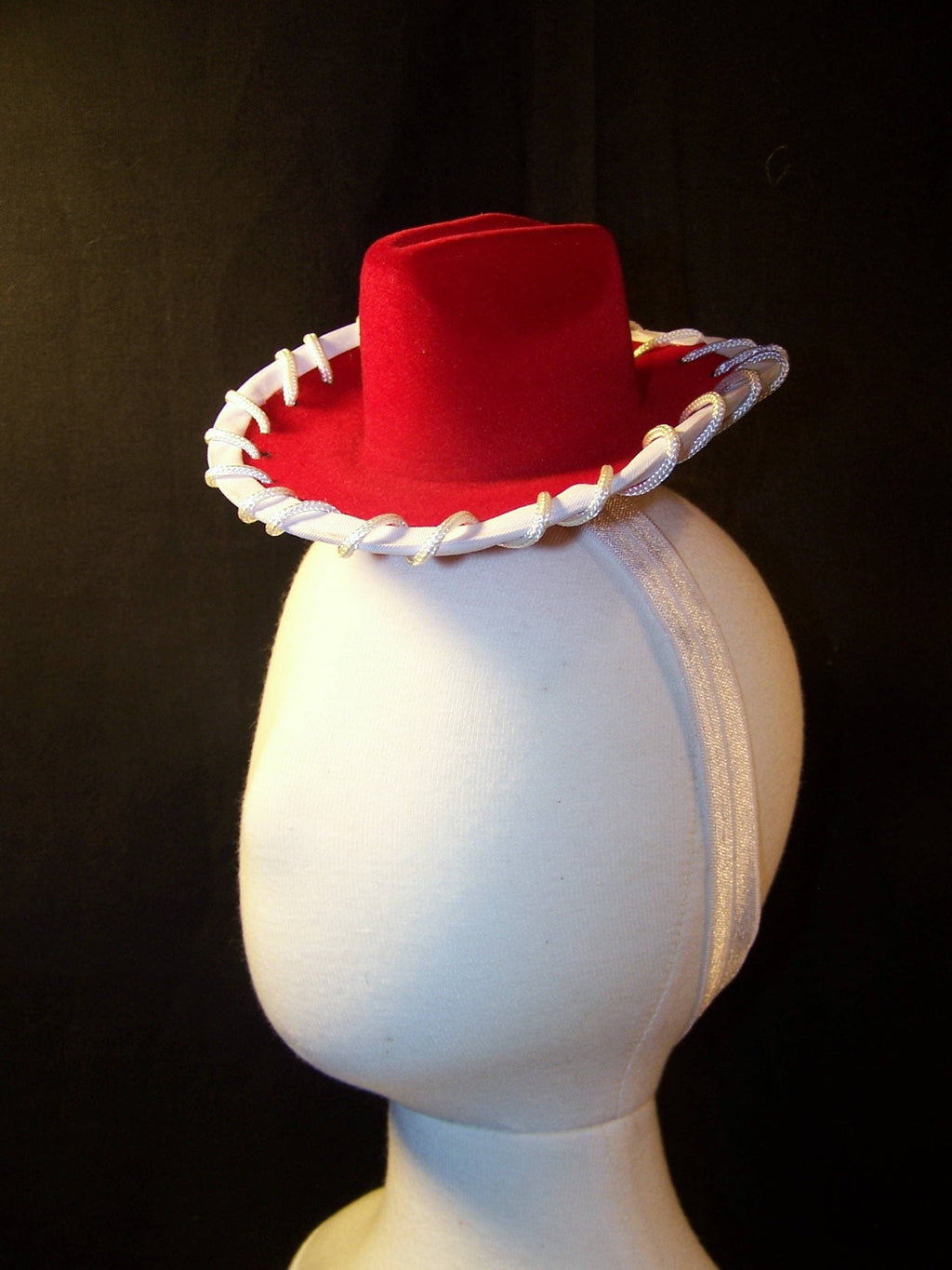 Red Mini Cowgirl Hat Headband – Western Pet Costume Hat for Dogs, Cats & Kids, Toy Story Inspired