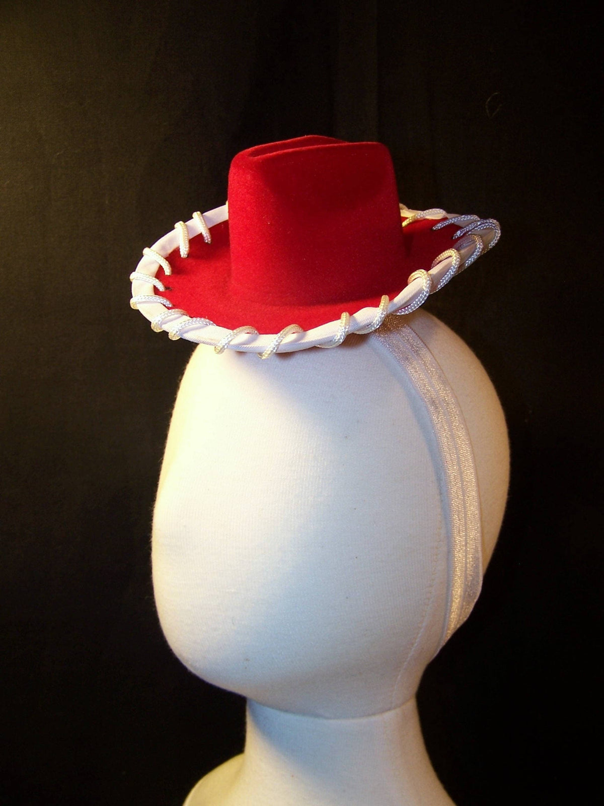 Red Mini Cowgirl Hat Headband – Western Pet Costume Hat for Dogs, Cats & Kids, Toy Story Inspired