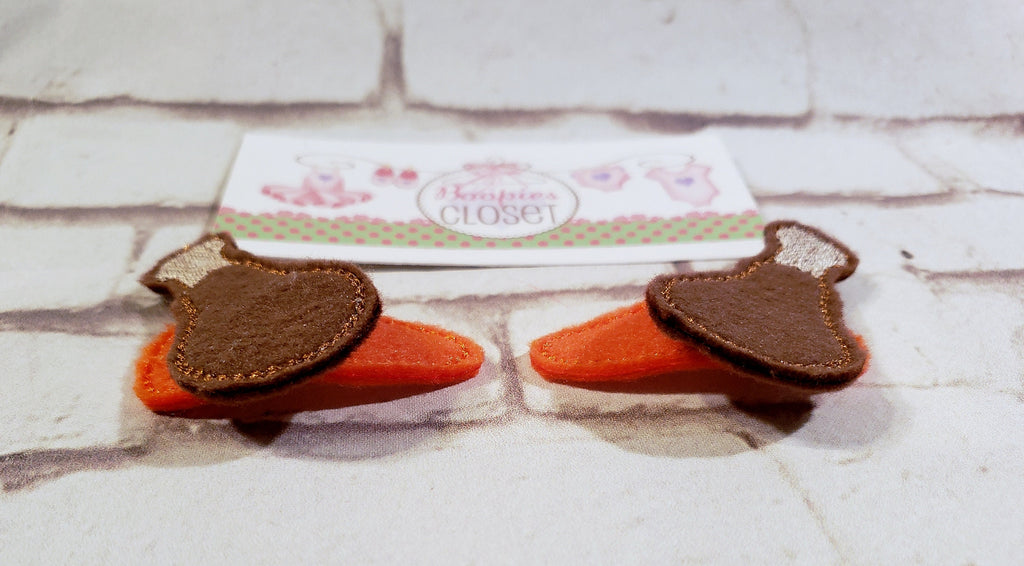 Turkey Leg Thanksgiving Feltie Barrette Set – Holiday Hair Clips for Girls, Thanksgiving Headband