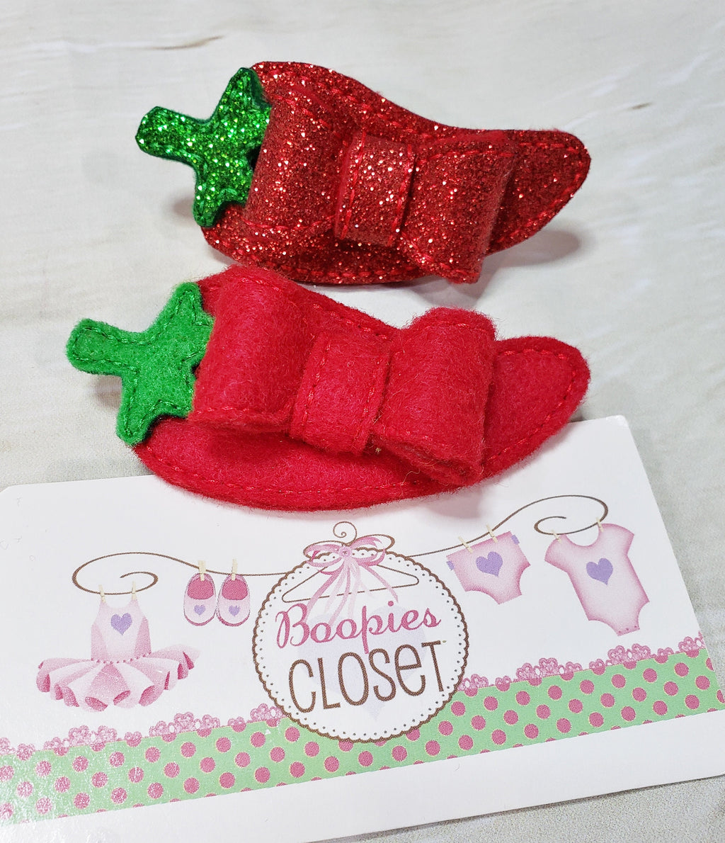 Chili Pepper 3D Felt Hair Bow – Spicy Food Barrette or Headband for Adults, Kids & Pets, Festival Accessory