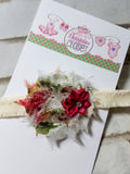 Shabby Chic Baby Headband – Ivory Rose & Rhinestone Flower Headband for Newborns & Baby Girls