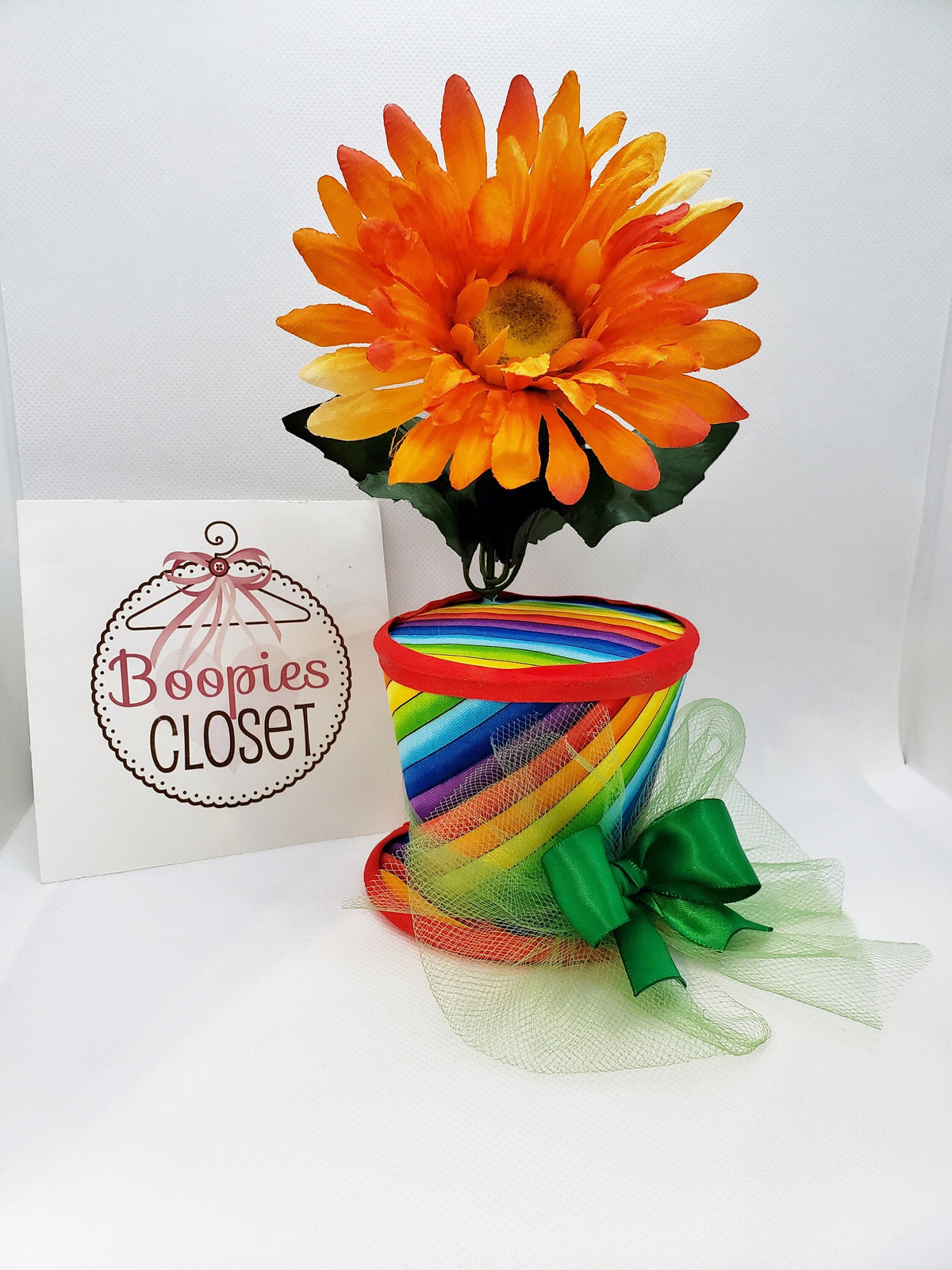 Rainbow Flower Pot Mini Top Hat – Dance & Parade Costume Hat for Adults, Kids & Pets