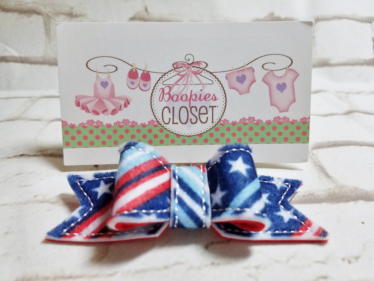Stars & Stripes Patriotic 3D Felt Hair Clip – USA Flag Bow Barrette for Women, Girls & Pets