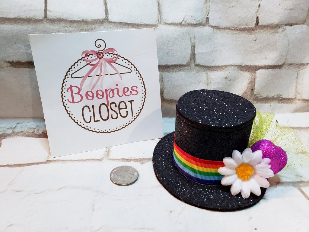 Rainbow Sparkle Mini Top Hat – Party Hat Headband for Adults, Kids & Pets, Colorful Costume Fascinator