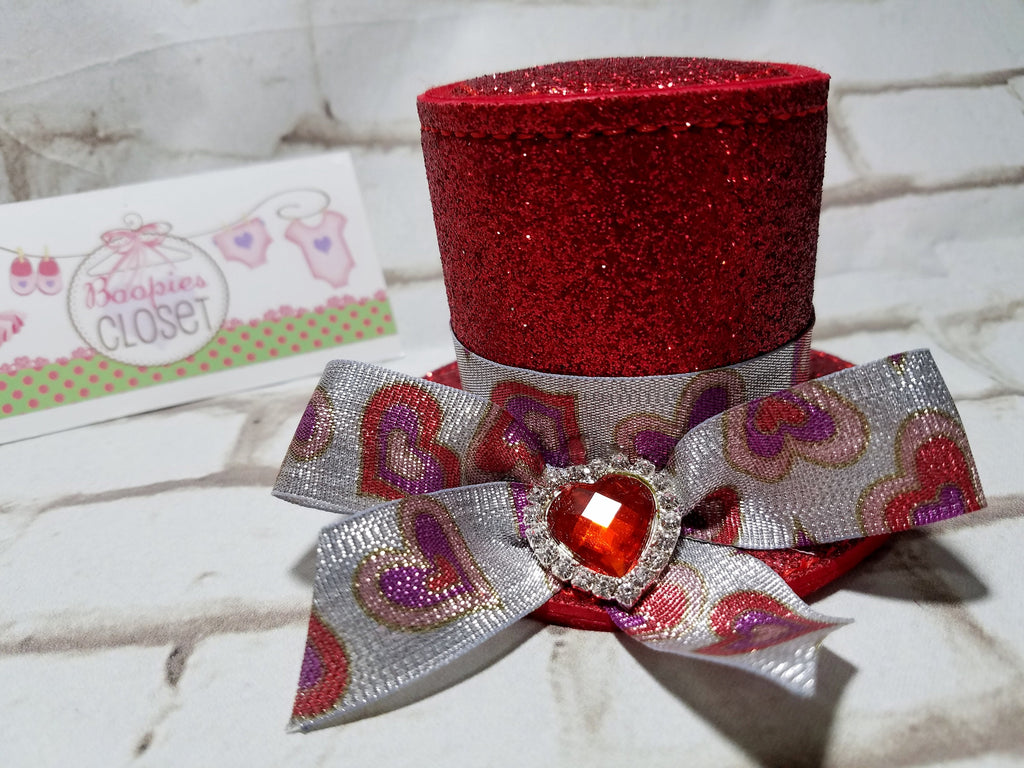 Sparkle Valentine's Day Mini Top Hat – Romantic Holiday Headband for Women, Girls & Pets