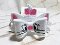 Cat 3D Embroidered Felt Bow – Cute Kitty Barrette or Headband for Girls & Kids, Animal Hair Accessory