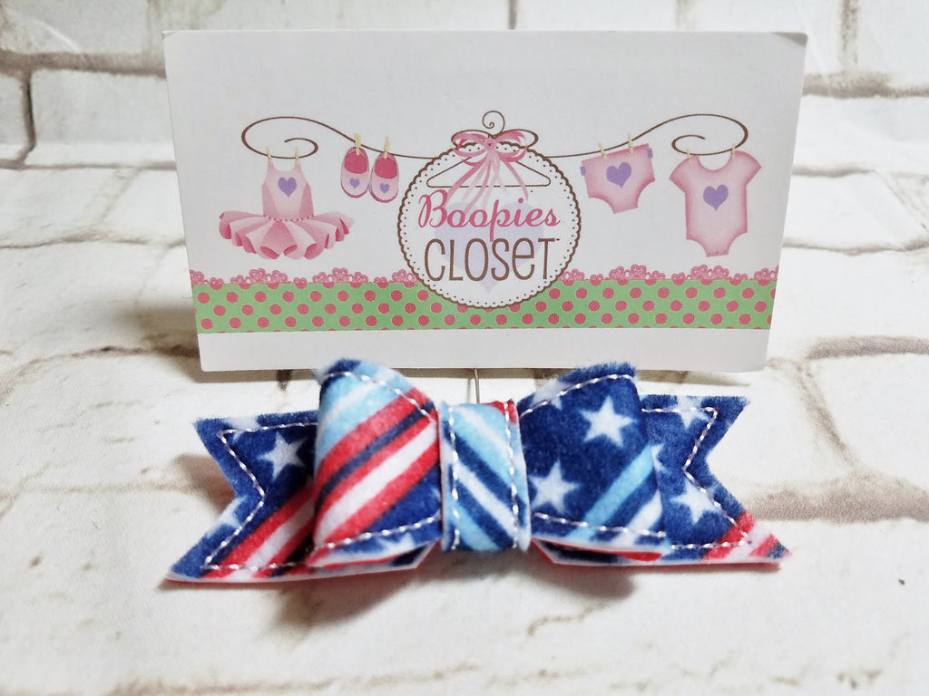 Stars & Stripes Patriotic 3D Felt Hair Clip – USA Flag Bow Barrette for Women, Girls & Pets