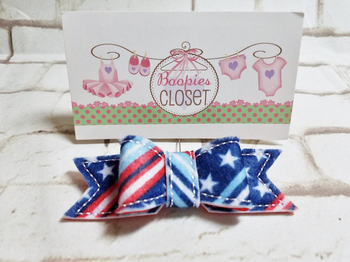 Stars & Stripes Patriotic 3D Felt Hair Clip – USA Flag Bow Barrette for Women, Girls & Pets