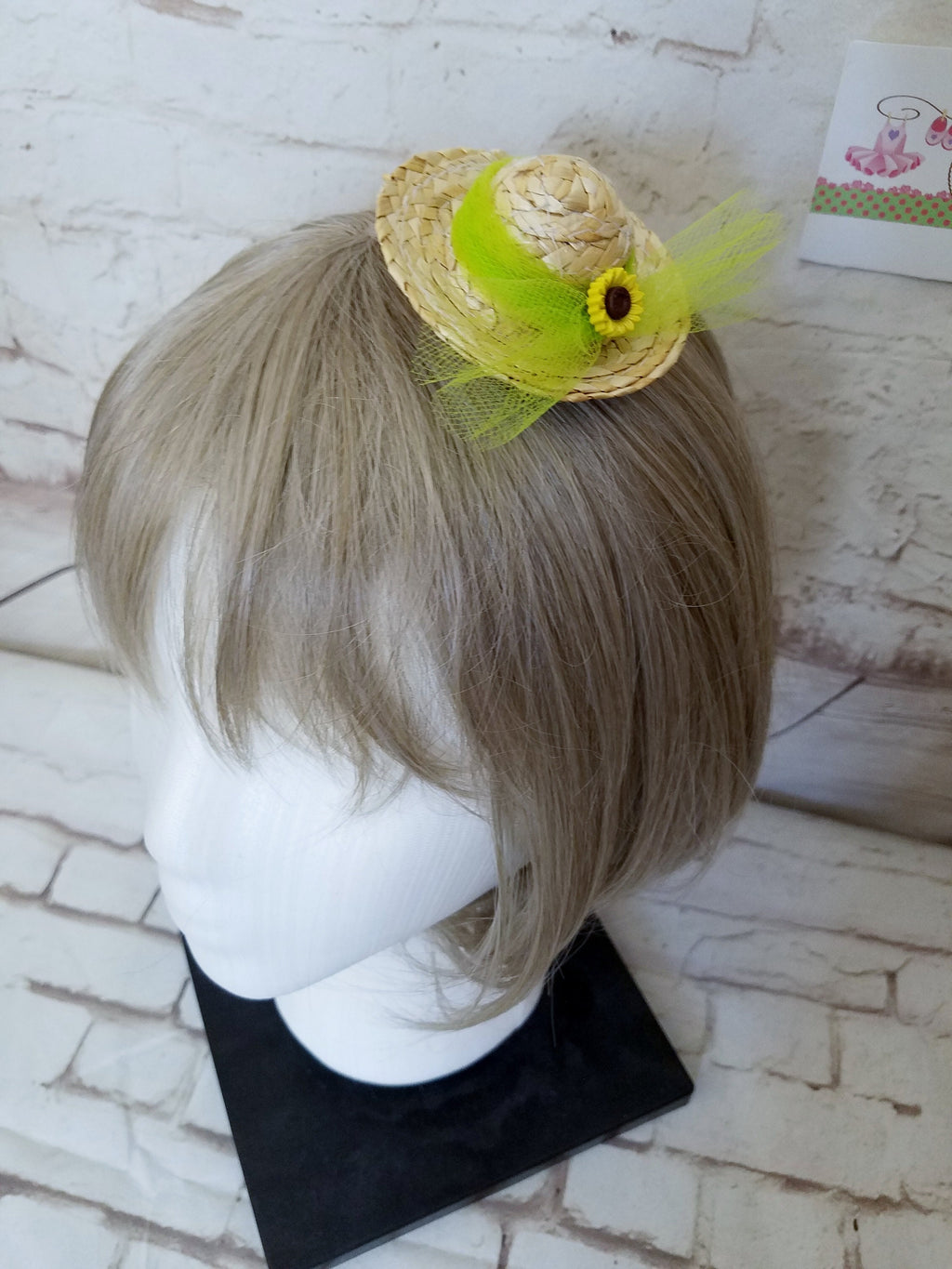 Sunflower Mini Straw Hat Barrette – Cute Hair Clip for Girls & Pets, Summer Hair Accessory