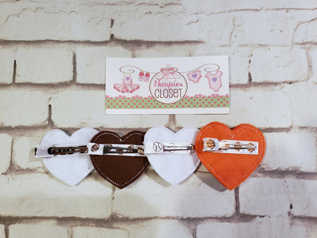 Sports Heart Felt Barrette – Cute Hair Clip for Girls, Athletic Valentine's Day Hair Accessory