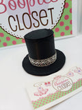 Black Satin Mini Top Hat – Rhinestone Band Derby Fascinator for Women, Elegant Costume Headpiece