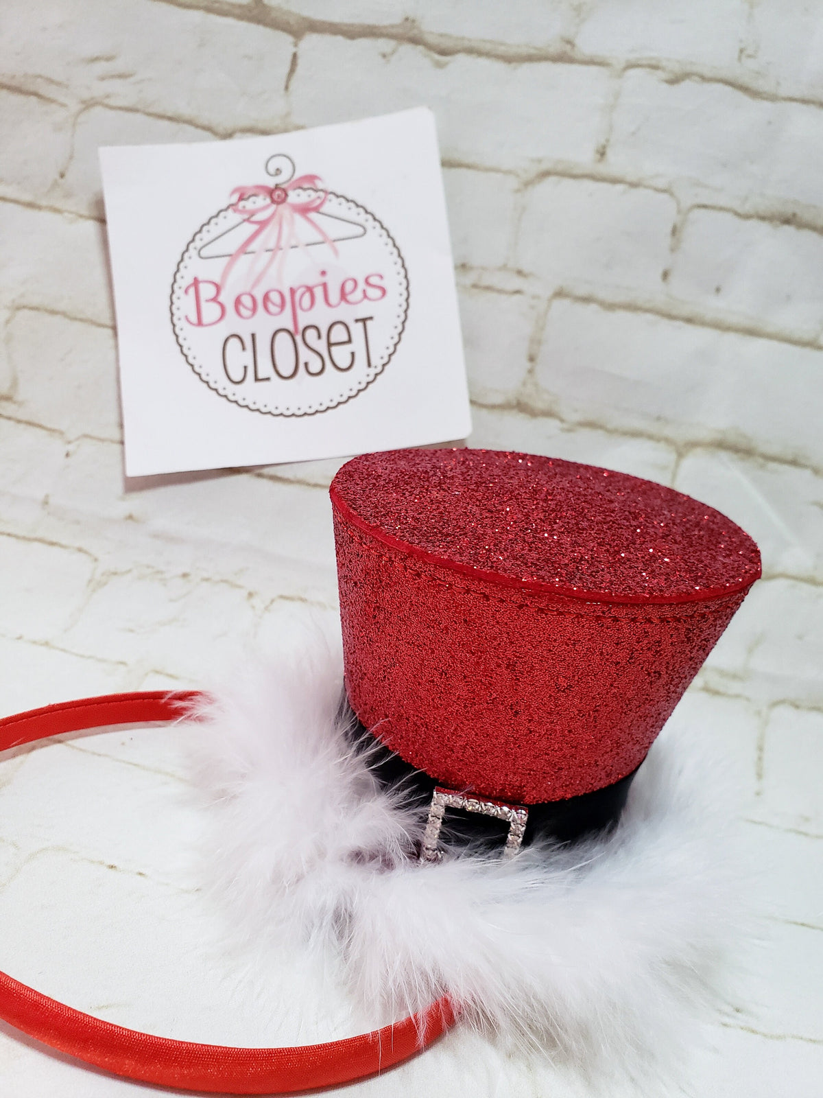 Sparkle Elf Mini Top Hat – Holiday Marabou Fur Headband for Adults, Kids & Pets, Christmas Hat
