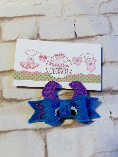 Blue Monster 3D Felt Bow – Halloween Barrette, Headband or Pet Bowtie for Kids & Babies
