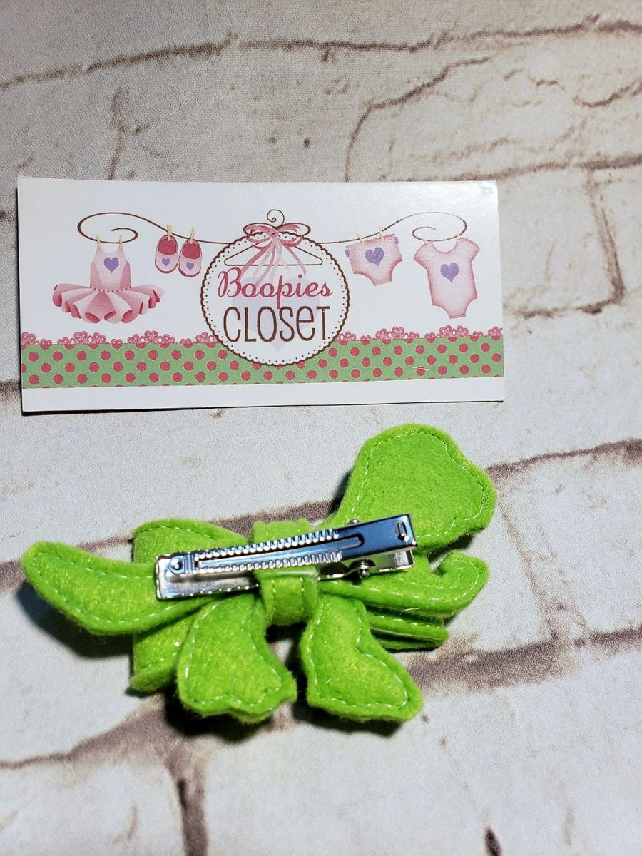 Dinosaur 3D Embroidered Felt Bow – Dino Hair Clip or Pet Bowtie for Kids & Babies, Prehistoric Accessory