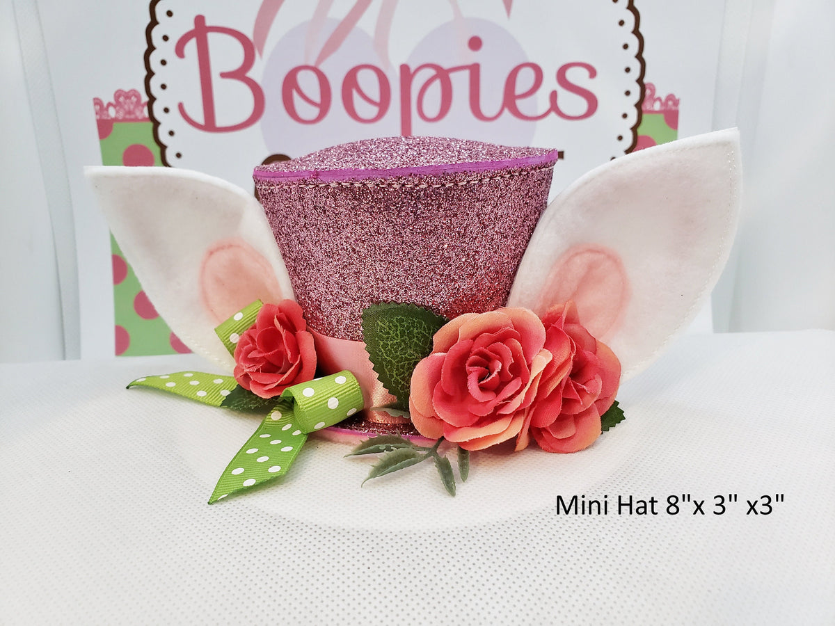 Sparkle Rabbit Ears Mini Top Hat – Floral Easter Fascinator for Women & Girls, Spring Party Hat
