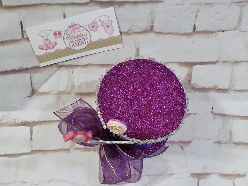 Purple Candy Birthday Sparkle Mini Top Hat – Party Costume Hat for Adults, Kids & Pets