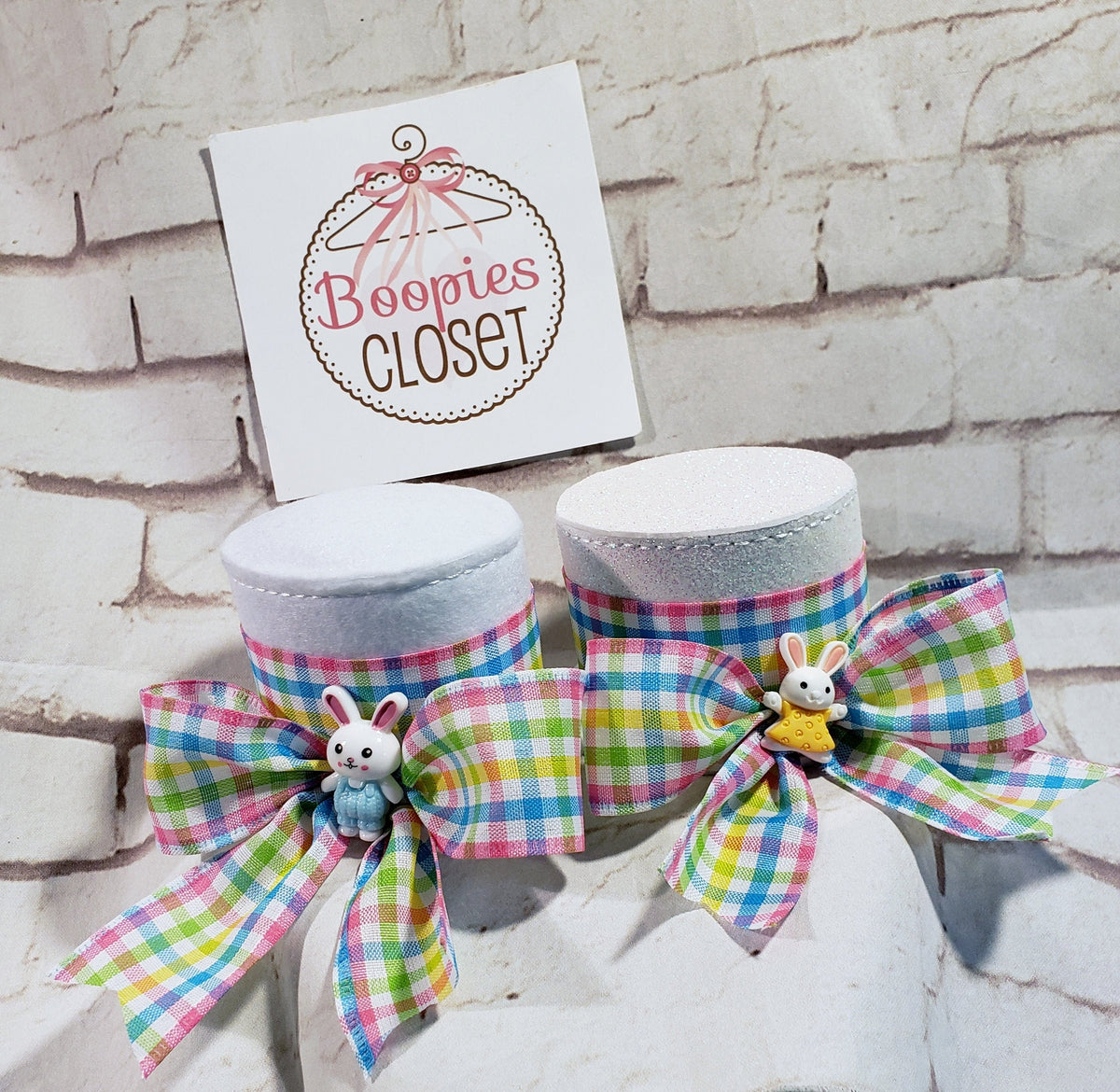 Easter Mini Top Hat Headband – Pastel Gingham Bow & Bunny Accent for Women, Girls & Pets
