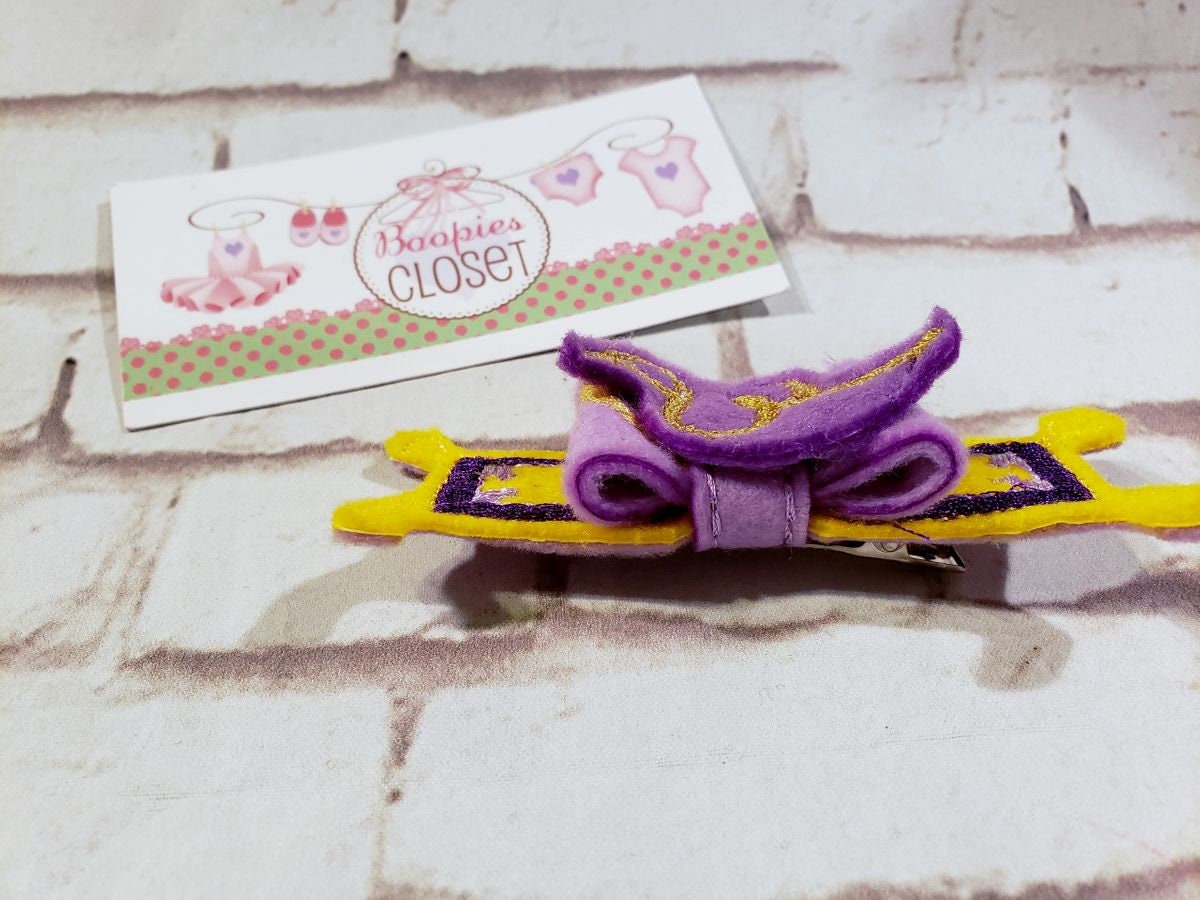 Arabian Nights 3D Embroidered Bow – Genie & Magic Carpet Aladdin Themed Hair Accessory for Kids