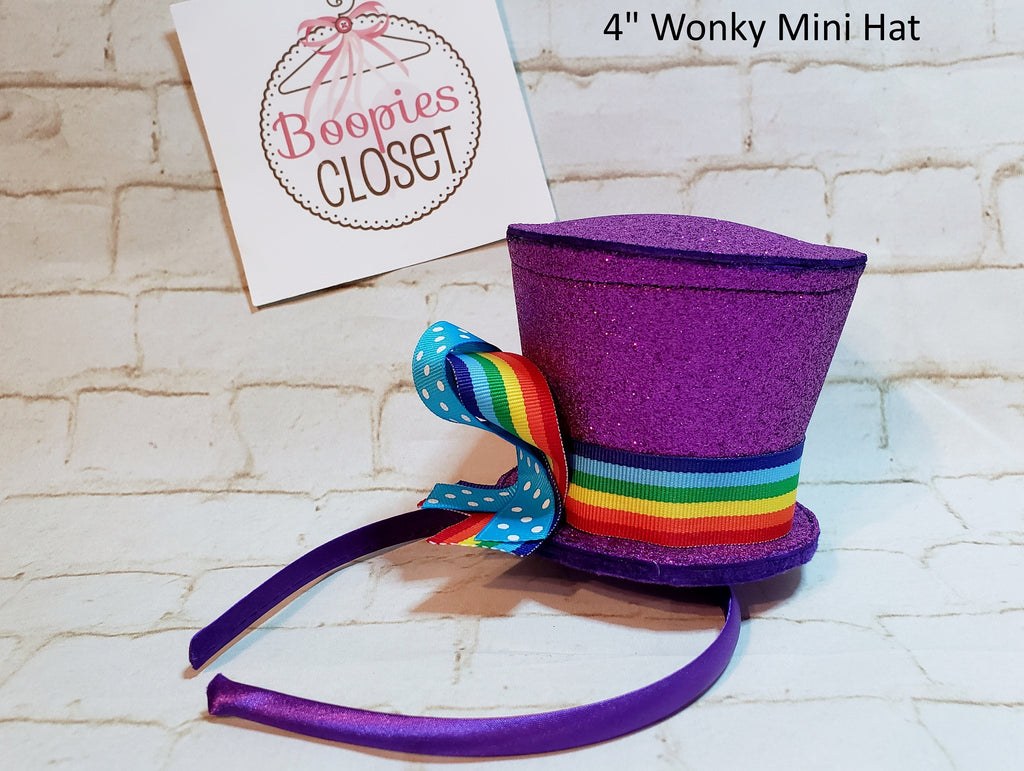 Rainbow Ribbon Sparkle Mini Top Hat – Customizable Party Costume Hat for Adults, Kids & Pets