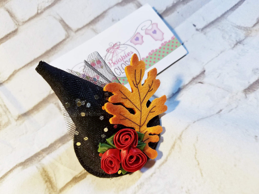 Witch Mini Hat Barrette – Halloween Decorated Witch Hat Hair Clip for Girls & Pets