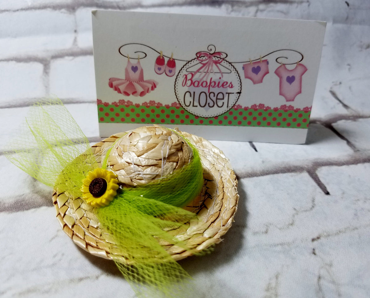Sunflower Mini Straw Hat Barrette – Cute Hair Clip for Girls & Pets, Summer Hair Accessory